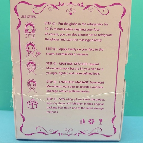 NIB Facial Ice Globes – Pink Glass Cryo Massage Tools - Picture 5 of 5